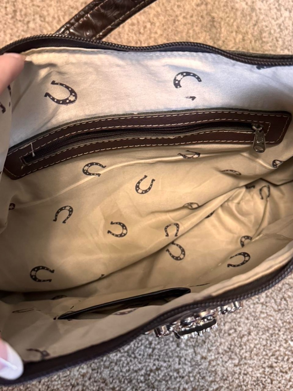 ❌SOLD❌Western Y2K Brown Purse W rhinestone buckle and floral embroidery - Picture 7 of 8
